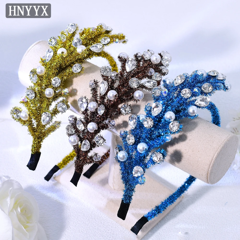 HNYYX Ikat Kepala Wanita Musim Gugur Buatan Tangan Hiasan Kepala Batang Chenille Topi Baja Lembut Aksesori Rambut Belanja Kencan Harian A372