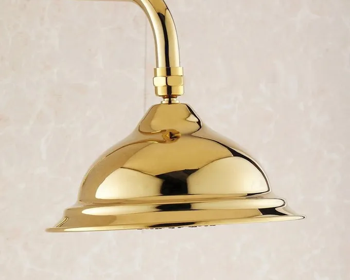 Imagem -06 - Banheiro Rodada Rain Shower Head Mixer Tap Grupo Wall Mounted Torneira de Banheira Luxo Cor do Ouro Latão Preto Óleo Friccionado Ars958