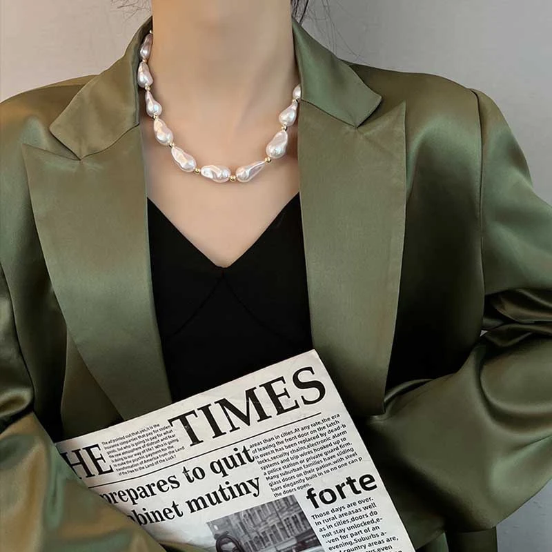 New Trendy Baroque Pearl Necklace for Women Charms Korean Temperament OT Choker Necklace 2023 Fashion Jewelry Gift