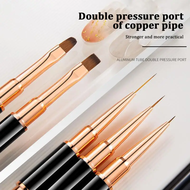 Double ended Nail Art Painting 5/7/9/11/15/20mm Nail Liner Brush Drawing Flower Striping Manicure Tools