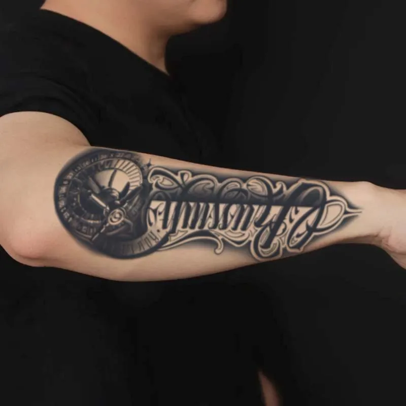 1pc Clock arm waterproof temporary tattoo sticker, lasting 1-2 weeks, simulates semi-permanent fake tattoo
