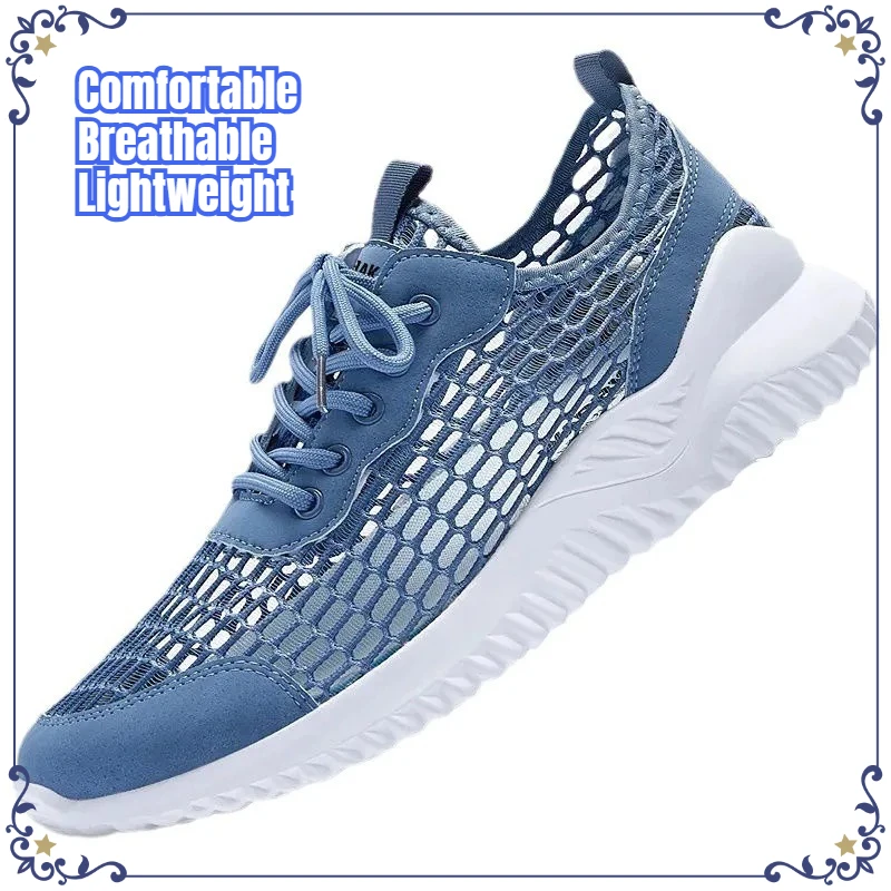 New Summer Men Hollow Mesh Shoes Breathable Lightweight Casual Comfortable Thin Sports Sneakers Non-slip Walking Shoes for Male