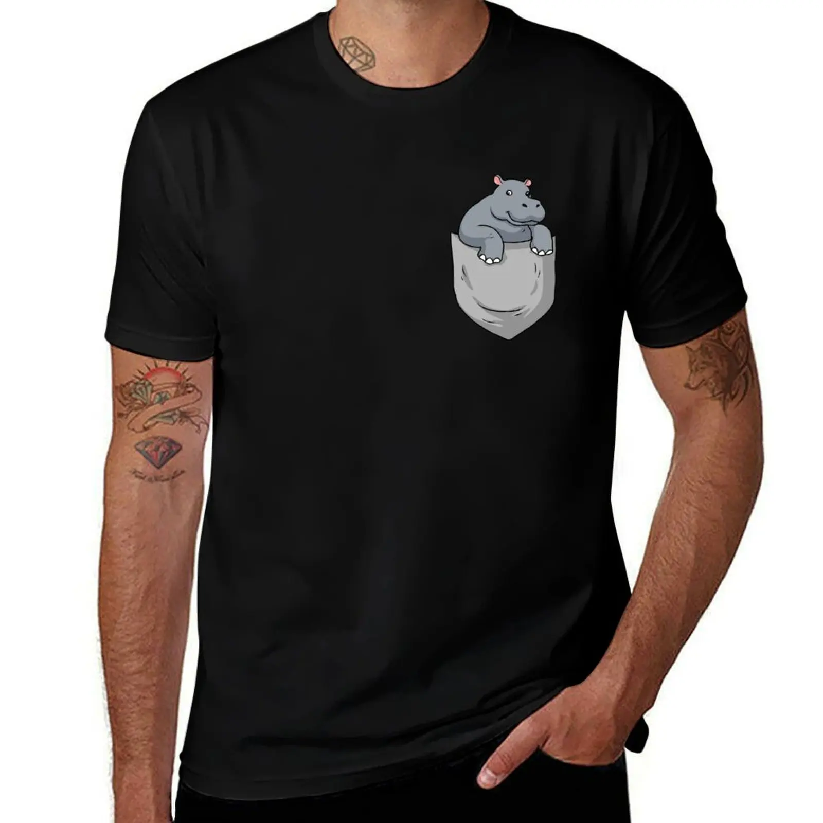 Pocket Hippo Shirt Women Hippopotamus Gift Kids Hippo T-Shirt Christmas Theme Tee Top T-Shirt
