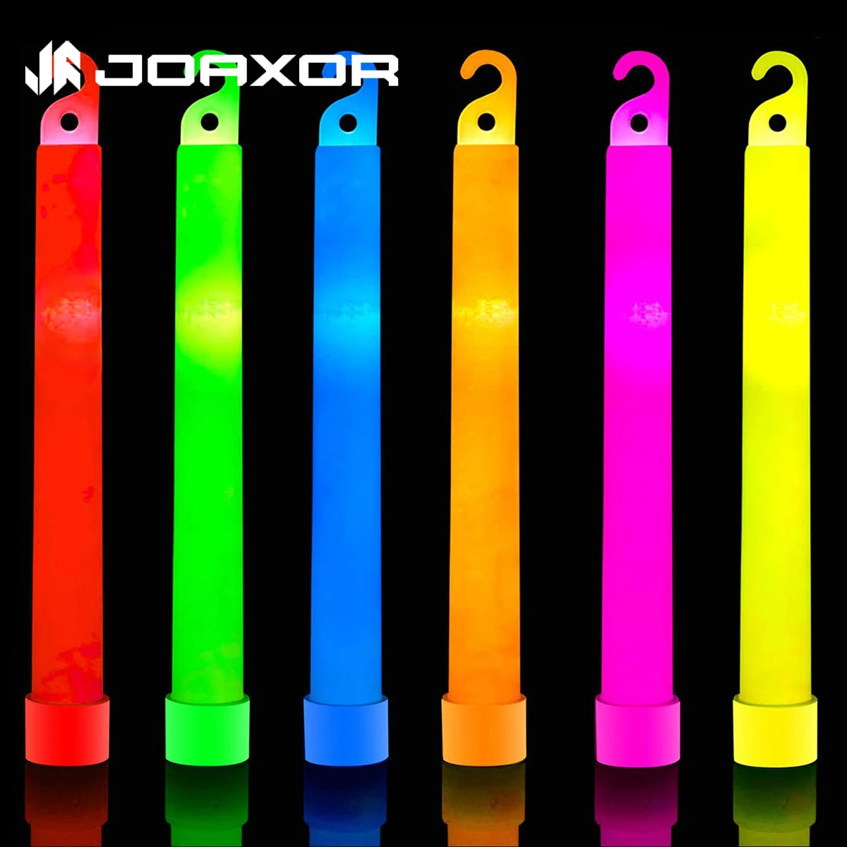 JOAXOR Fluorescence Light Glow Sticks with Hook for Hiking Camping Outdoor Emergency Concert Party Light Stick 6 inch -5Pack