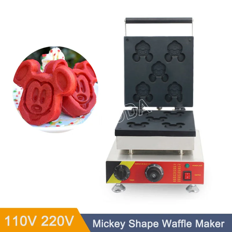 5 pcs Mickey Shape Waffle Maker Machine Home Multi-function Waffeleisen Nonstick Waffle Toaster Breakfast Machine