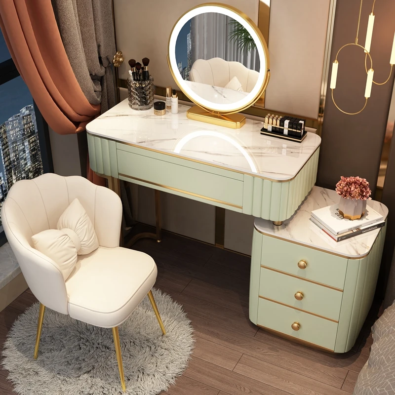 Mirror Drawers Dressing Table French White Seat Storage Cabinet Luxury ...