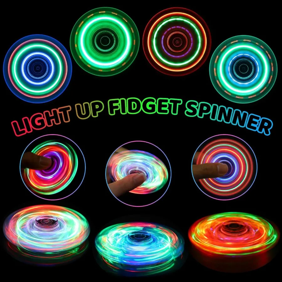 Fidget Spinner for 2 Pack Light up Sensory Fidget Toys Adults 4812 with Autism ADHD Anxiety Toys Str Relief Teen Boy Gifts Glow