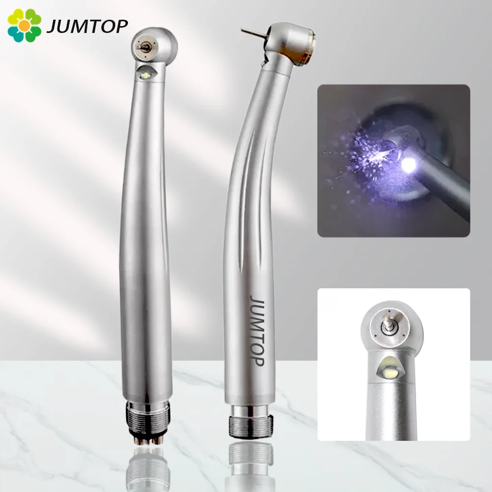 Dental LED High Speed Handpiece Torque Head Air Turbine E-Generator Ceramic Bearing Dentist Tips Triple Water Spray 2/4 Hole