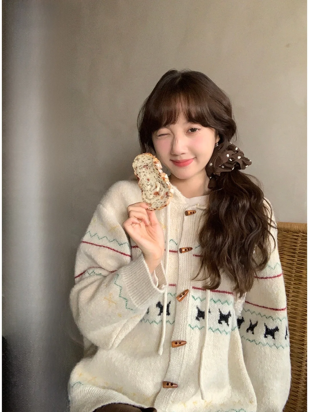 

Вязаный кардиган Lixiaotuan Весна 2026, в стиле колор-блок, на пуговицах, в корейском винтажном стиле, свободного кроя, с длинными рукавами, женский топ