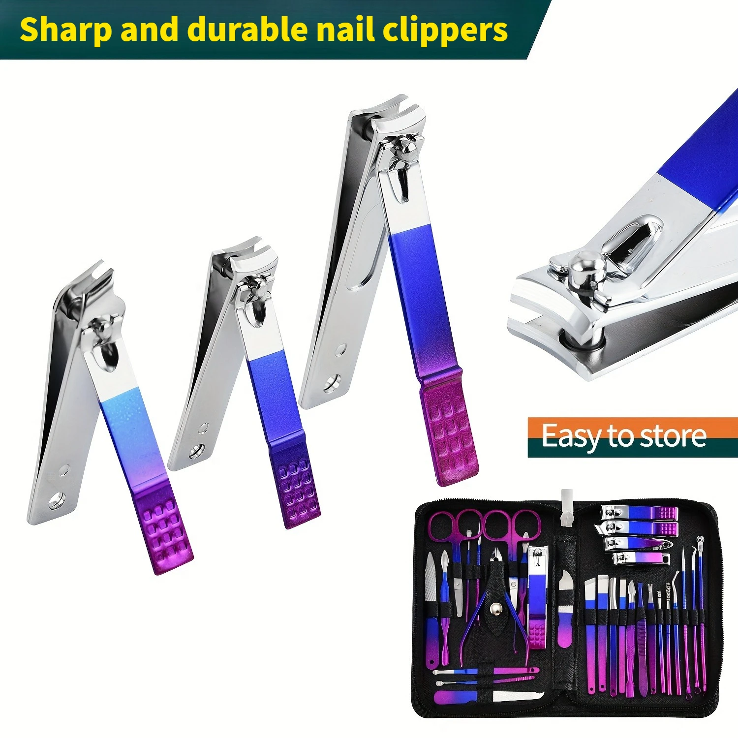 

Colorful 30 Pcs Set Stainless Steel Colorful Nail Clippers Set Manicure Tools Package with Home Travel Beauty Care Set
