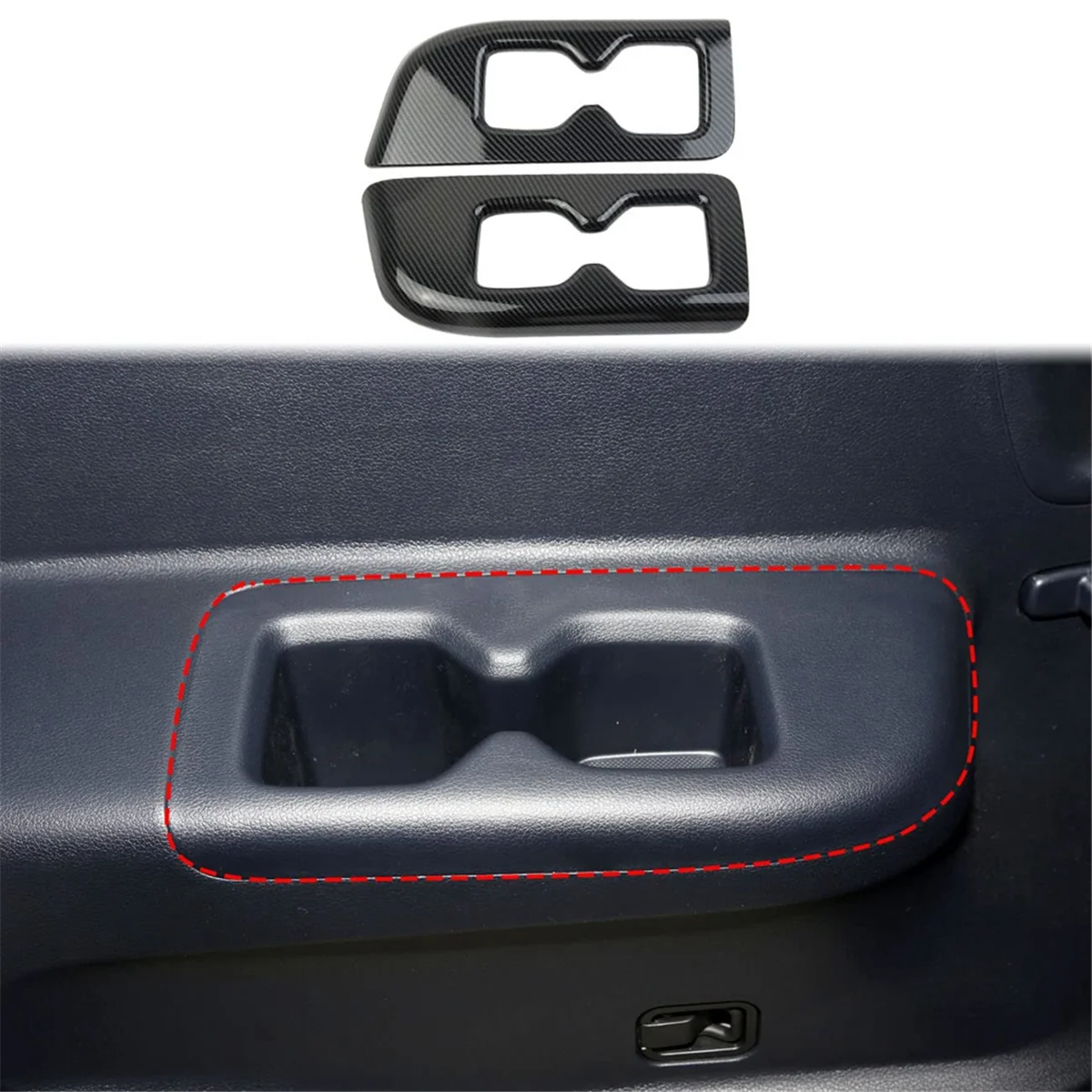 For Hyundai Palisade 2019-2024 Inner Rear Third Row Armrest Cup Holder Trim Cover Panel Accessories ABS Carbon Fiber image 2