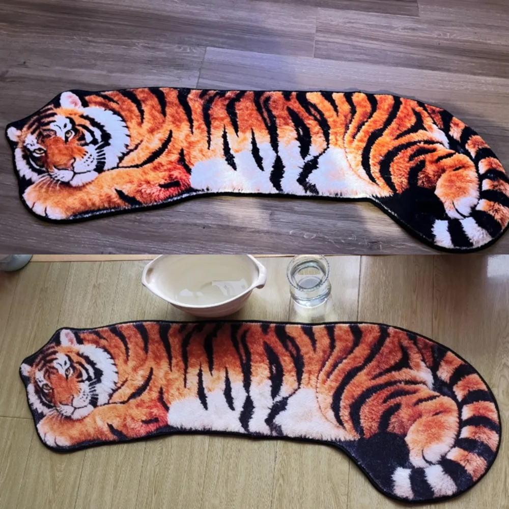 Realistic Printed Tiger Shaped Rug Imitation Cashmere Short Plushs Mat Soft Floor Carpet Decor Bedside For Sofa Window Balcony