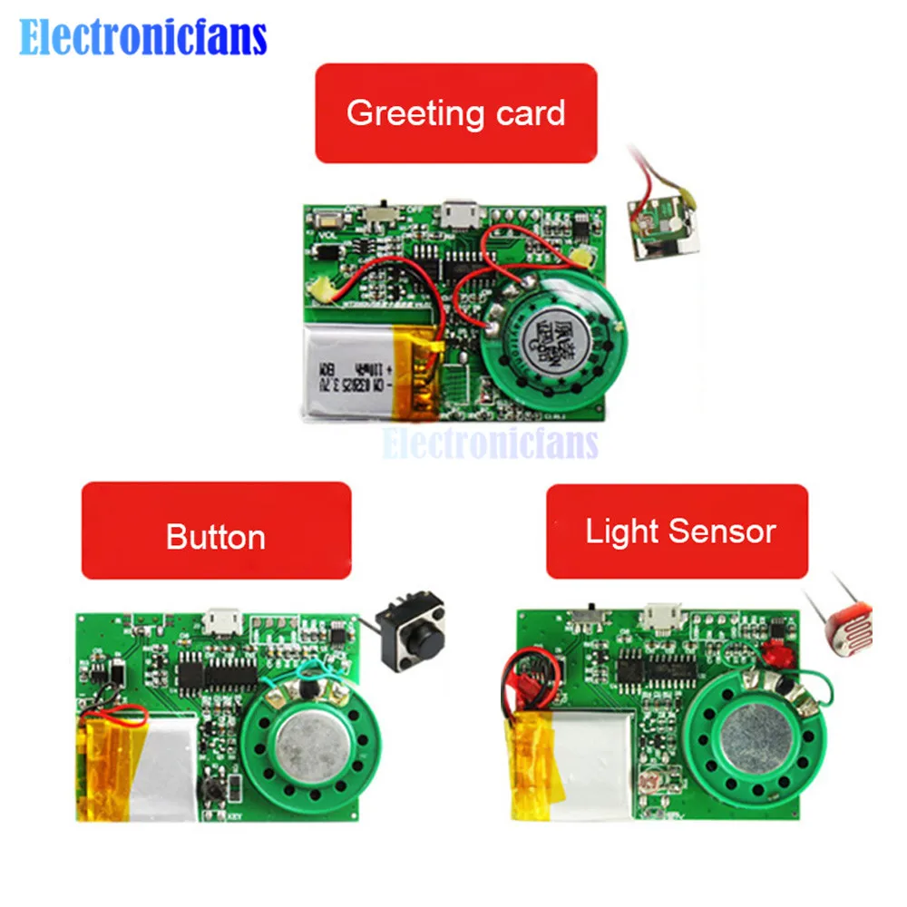 Controllo chiave sensibile fotosensibile scheda lettore di biglietti di auguri USB 8M MP3 biglietto di auguri musicale modulo Audio PCB scaricabile