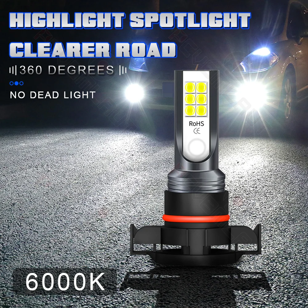 

PCVBMLAUT 2PCS Car lights H16 Super Bright LED Headlights High Low Beam Fog Light Bulb White 6000K Car accsesories