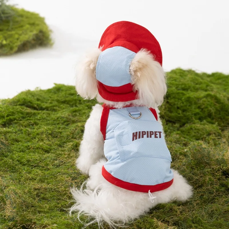 Dog Clothes with Hat Pet Summer Sun Protection Clothes Teddy Outdoor Vest Breathable Mesh Puppy T-Shirt with Traction Buckle - Image 3
