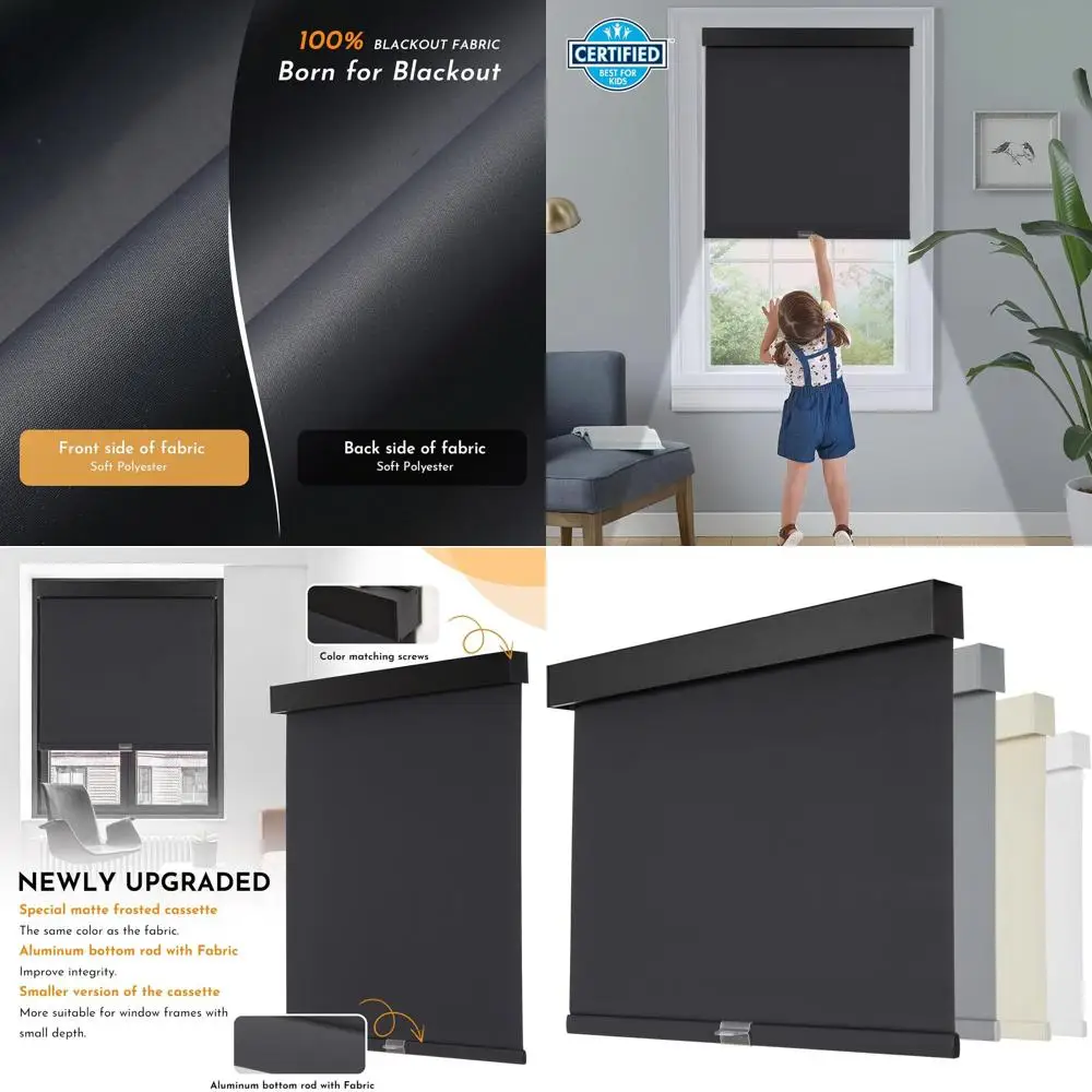 

Thermal Insulated Fabric Blackout Blinds with Valance, UV Protection, 69x72 for Home and Bedroom