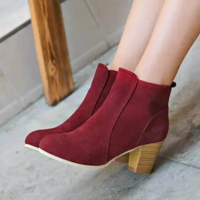 Booties Woman Autumn Winter Chunky Heels Zip Shoes Luxury Fashion Chelsea Ankle Women\'s Boots Size 41 Casual Botas Femininas