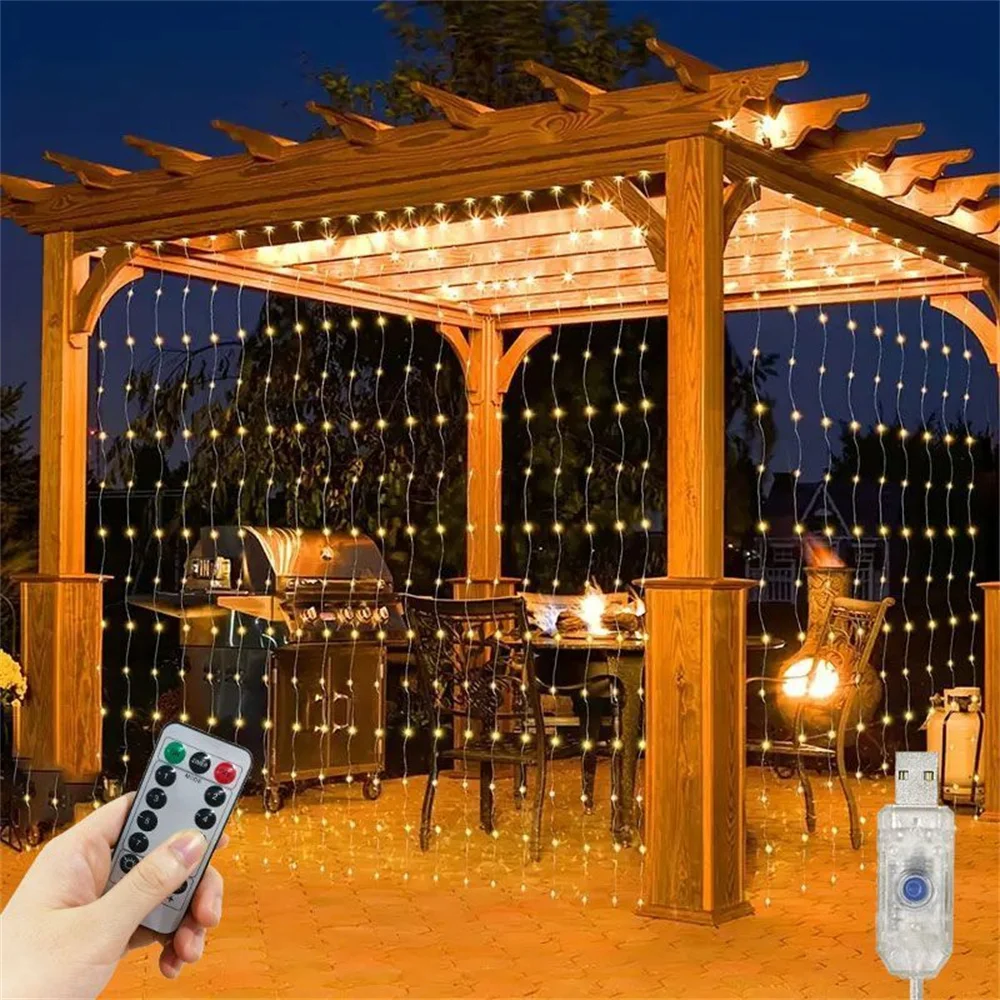 

Room Decoration LED Curtain USB Plug Fairy Lights String Festoon Outdoor Ramadan Eid Mubarak Wedding Party Valentine's Day 2026