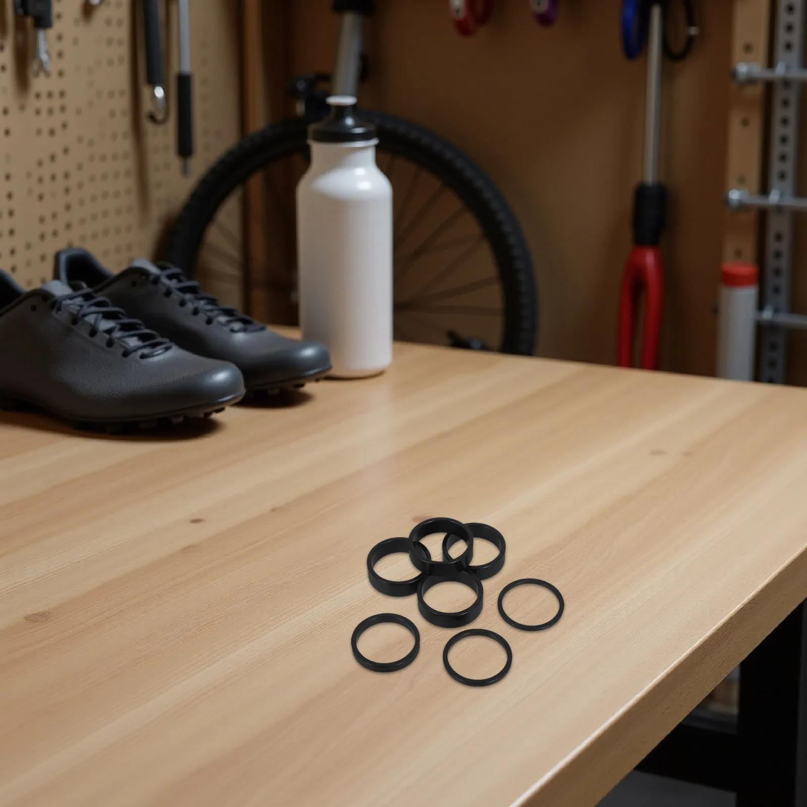 

7 шт. проставки для выноса руля 28,6 мм, шайбы для велосипедной вилки из алюминиевого сплава, штабелируемая конструкция для плавной установки, велосипедные аксессуары