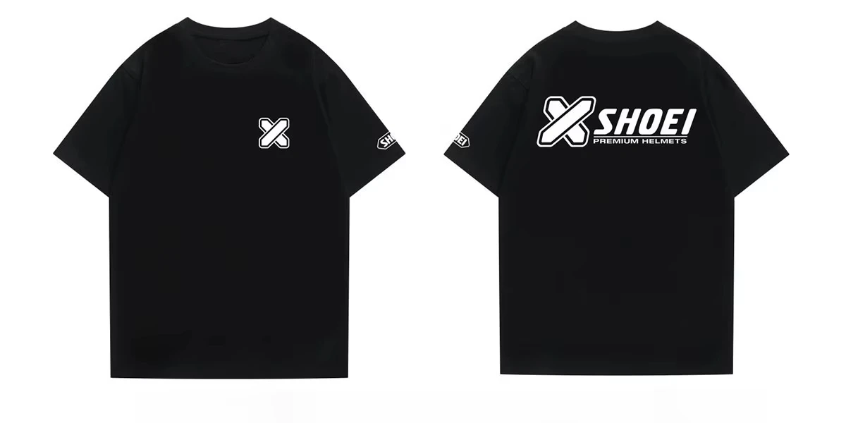 2026 Sommer Mode Shoei X15 CROSS LOGO Baumwoll-T-Shirt - Motorrad Sommer Renn-Kurzarmshirt Rundhals Bequem – Detail 8