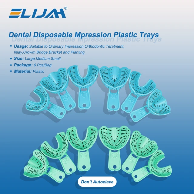 Denspay 6 sztuk/zestaw wycisk dentystyczny plastikowa tacka S/M/L tacka na implanty dentystyczne pełne usta wyjmowana częściowa tacka formy łatwa do złożenia