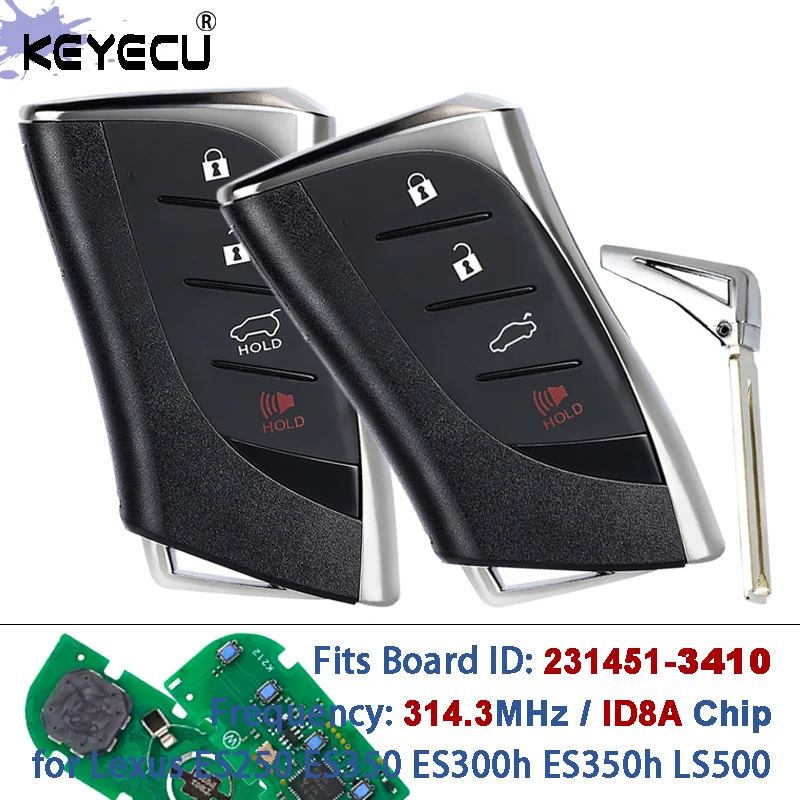 KEYECU 231451-3410 P/N: 8990H-06010 312/ 314.2MHz HYQ14FBF Smart Remote Key Fob for Lexus ES250 ES300H ES350 LS500
