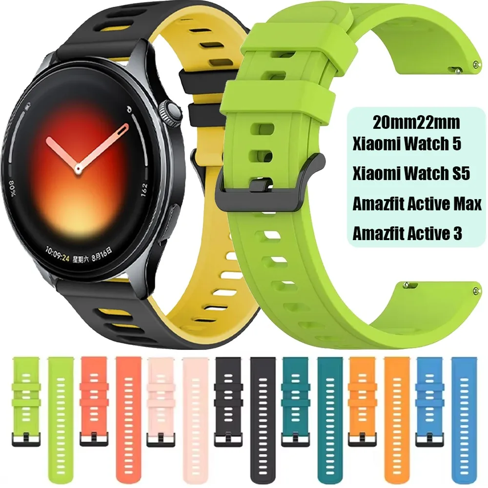 22mm 20mm Silikonarmband für Xiaomi Watch 5/S5/S4/S3/S2/S1 OPPO Watch S/X2/X/4 Pro Komfortabel für Amazfit Active 3 Max/Balance 2