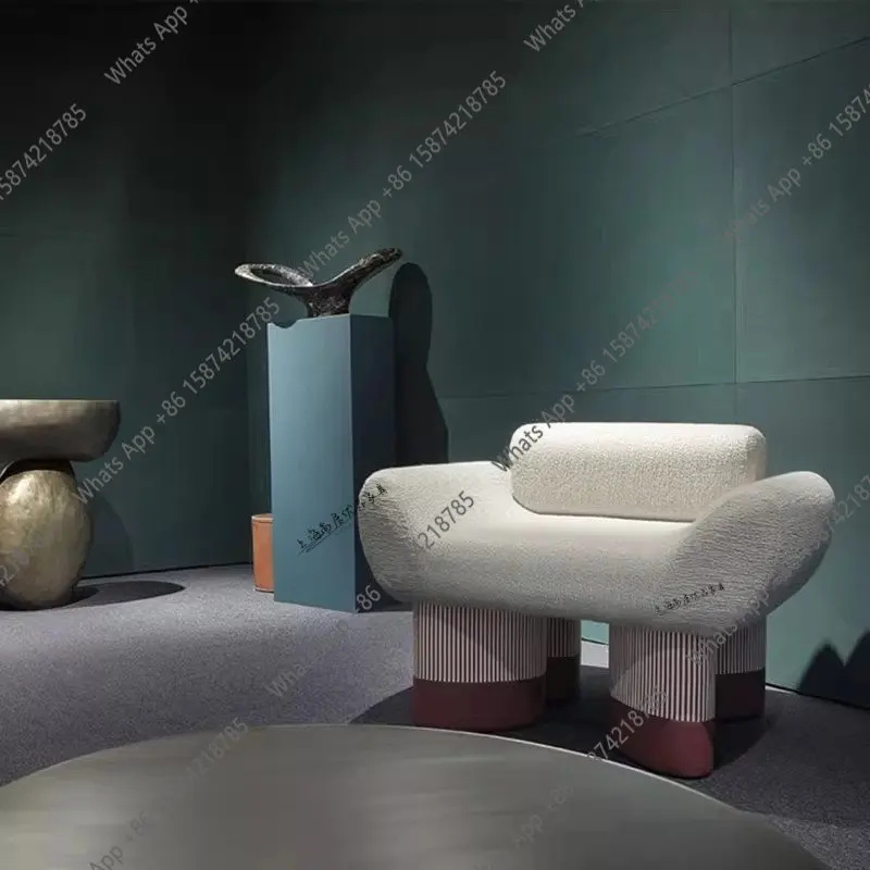 Bn Cream Style Creative Modern Simple Design Sense Smile Fabric Single Sofa Living Room Hotel Leisure Chair