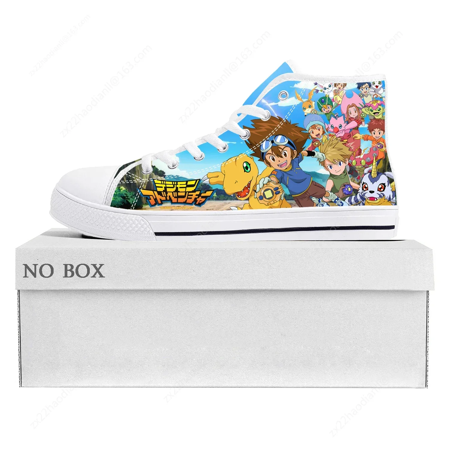Hot Cartoon Digimon Adventure High Top Sneakers High Quality Mens Womens Teenager Canvas Sneaker Casual Couple Shoes Custom Shoe