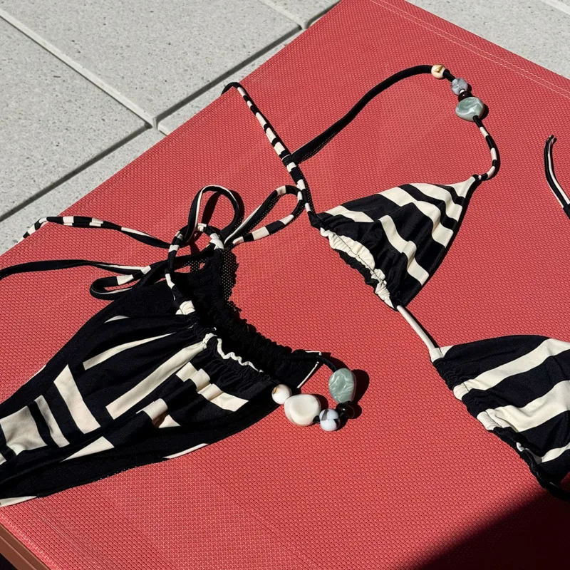 Push Up Bikinis 2025 Sexy Women Swimsuit Female Swimwear Striped Bikini Set Stone Biquini Bathing Suit Swimming Suit Beachwear