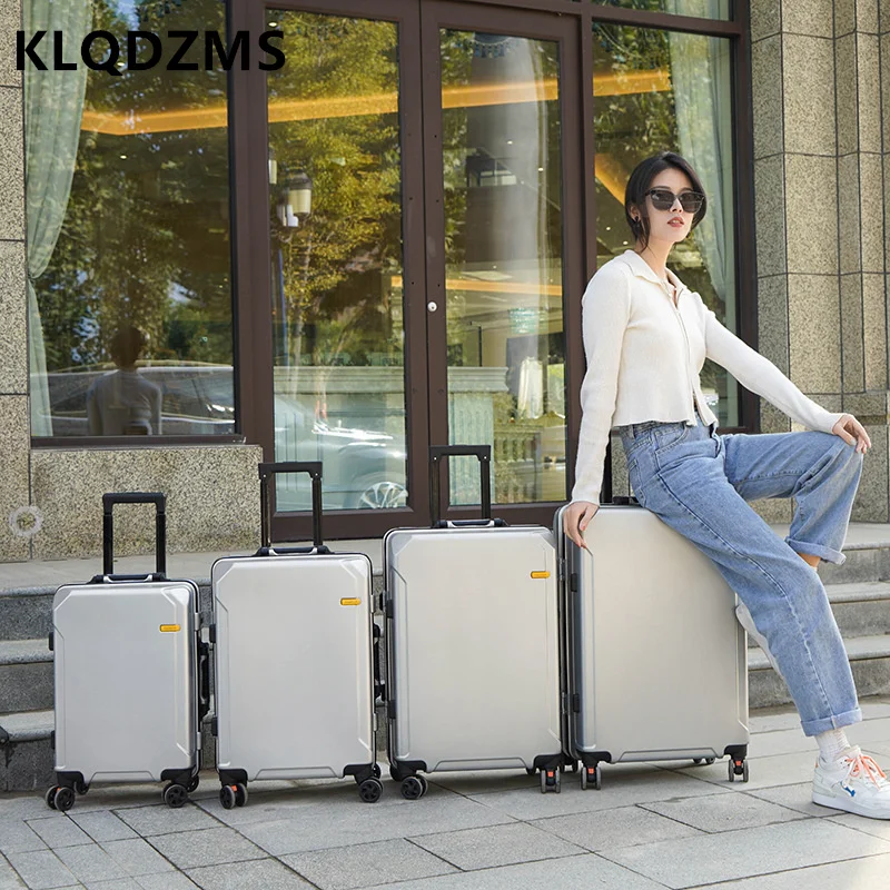 KLQDZMS-Bagagem de Viagem, Caixa de Embarque Feminino com Rodas, Trolley Case, Mala de Estudante, ABS e PC, 20 "24" 26"