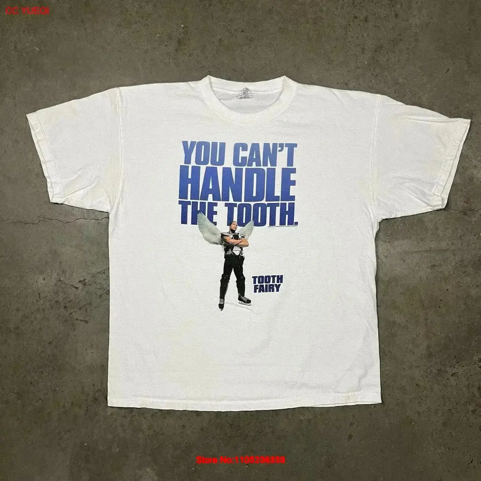 Vintage The Rock Tooth Fairy Movie Promo T Shirt White XL Washed Versatile fashion Casual Slightly streetwear  vintage Washed