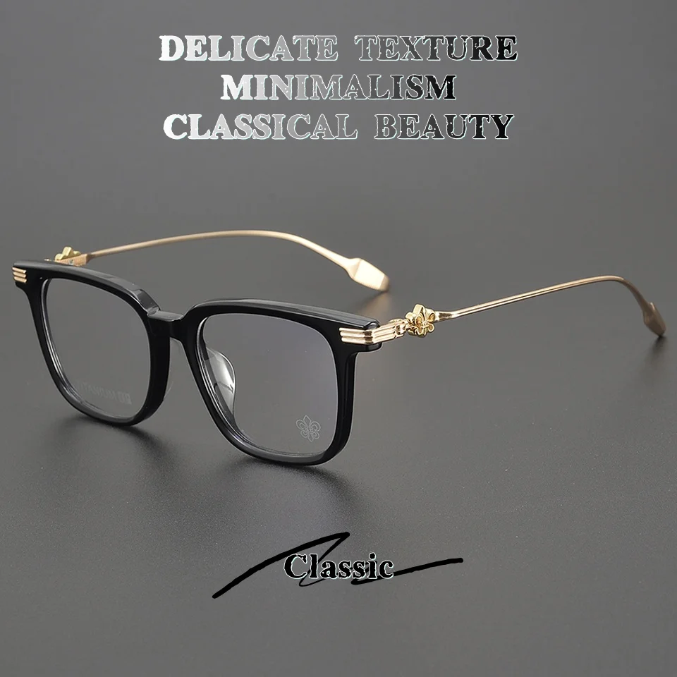 

Retro Luxury Brand Square Acetate Glasses Frame for Men's Leisure Travel Optics Prescription for Women's Myopia Titanium Glasses