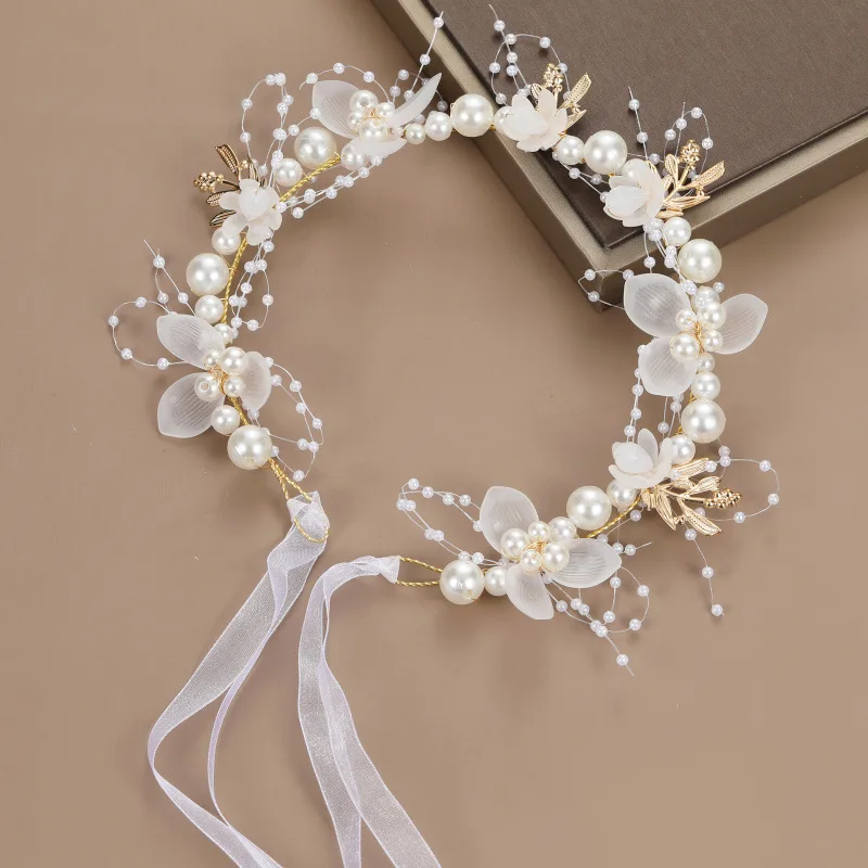 Children\'s Garland Headband Pearl Crown Girl Princess Korean Headdress Performance Flower Girl Wedding Accessories For Kids