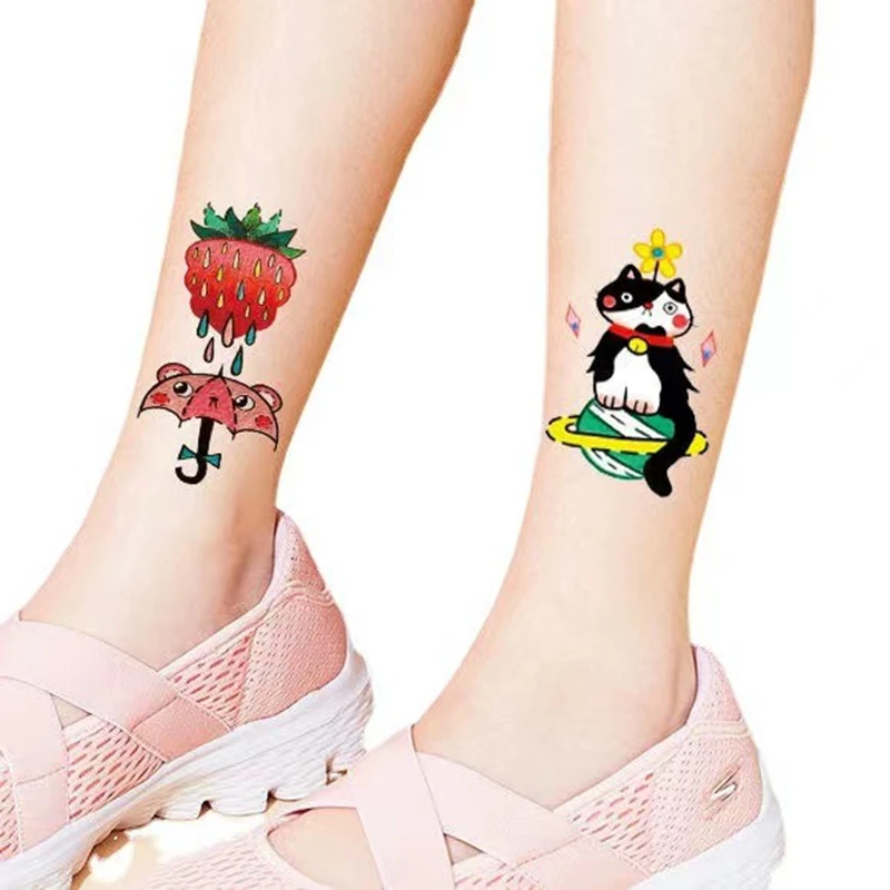 50pc Small Cartoon Cat Rabbit Tatouage Enfant Cute Stickers Tatuajes Temporales Anime Kids Tattoo Temporary Waterproof Adesivo