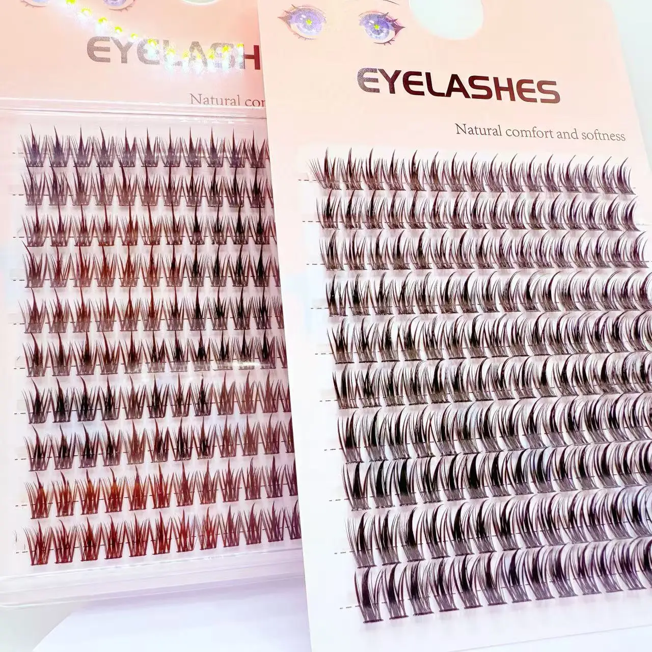 Pestañas postizas con segmento estilo oreja de trigo de 10 filas, pestañas postizas naturales de uso diario, grupos de pestañas de 160 piezas para extensión de pestañas