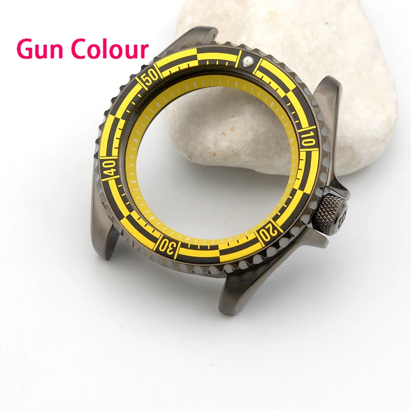 

Fashion gun color beveled case and strap. Suitable for NH35 and NH36 movements. Sapphire glass. Dive watch accessory. SKX007, SK