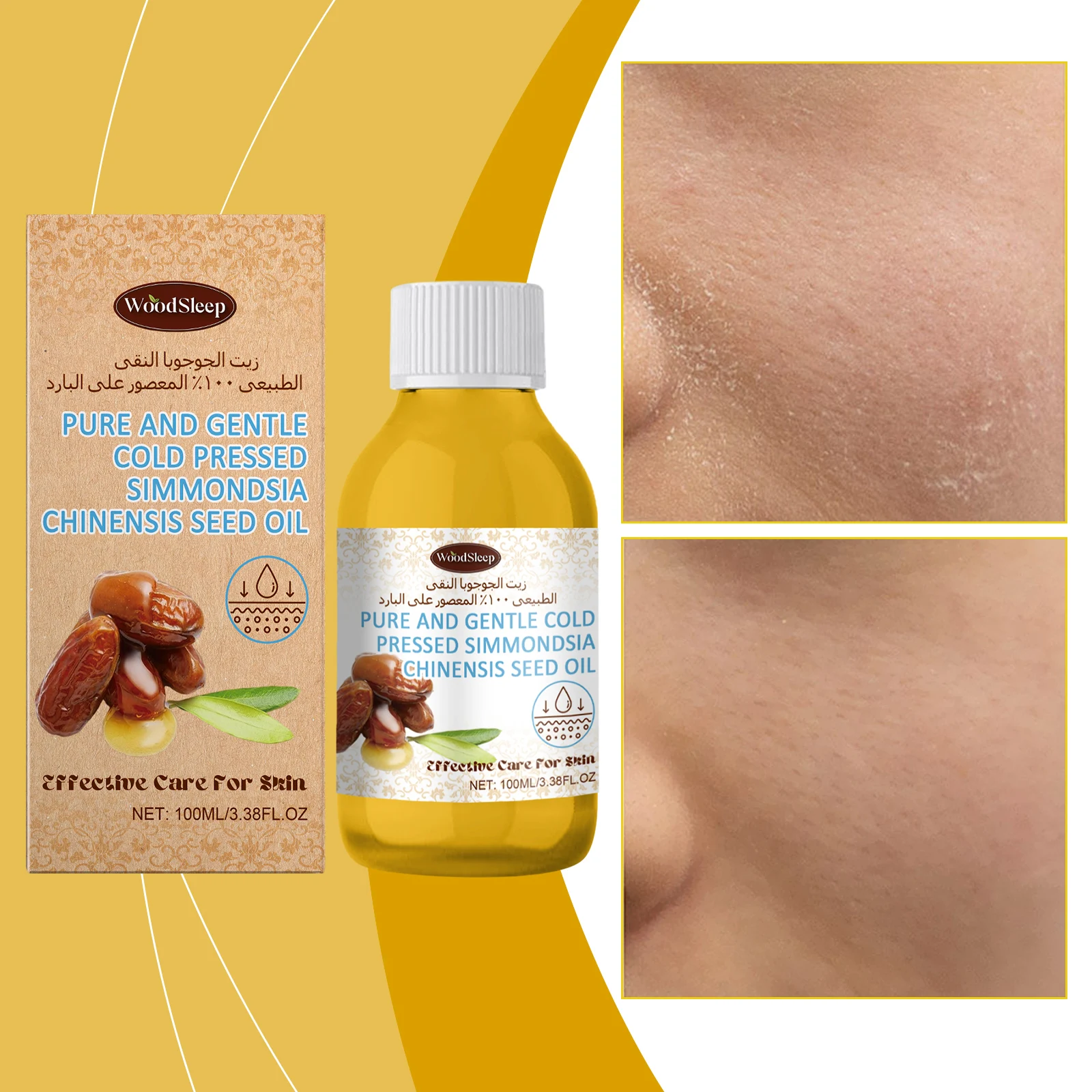Multi purpose jojoba oil deeply moisturizes and nourishes the whole body, leaving the face smooth and radiant