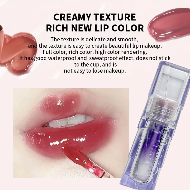 Mirror Shine Jelly Lip Glaze, Plump Lip Gloss, Water Glow Series, Hydrating Moisturizing Lip Tint, Long Lasting Makeup for Women