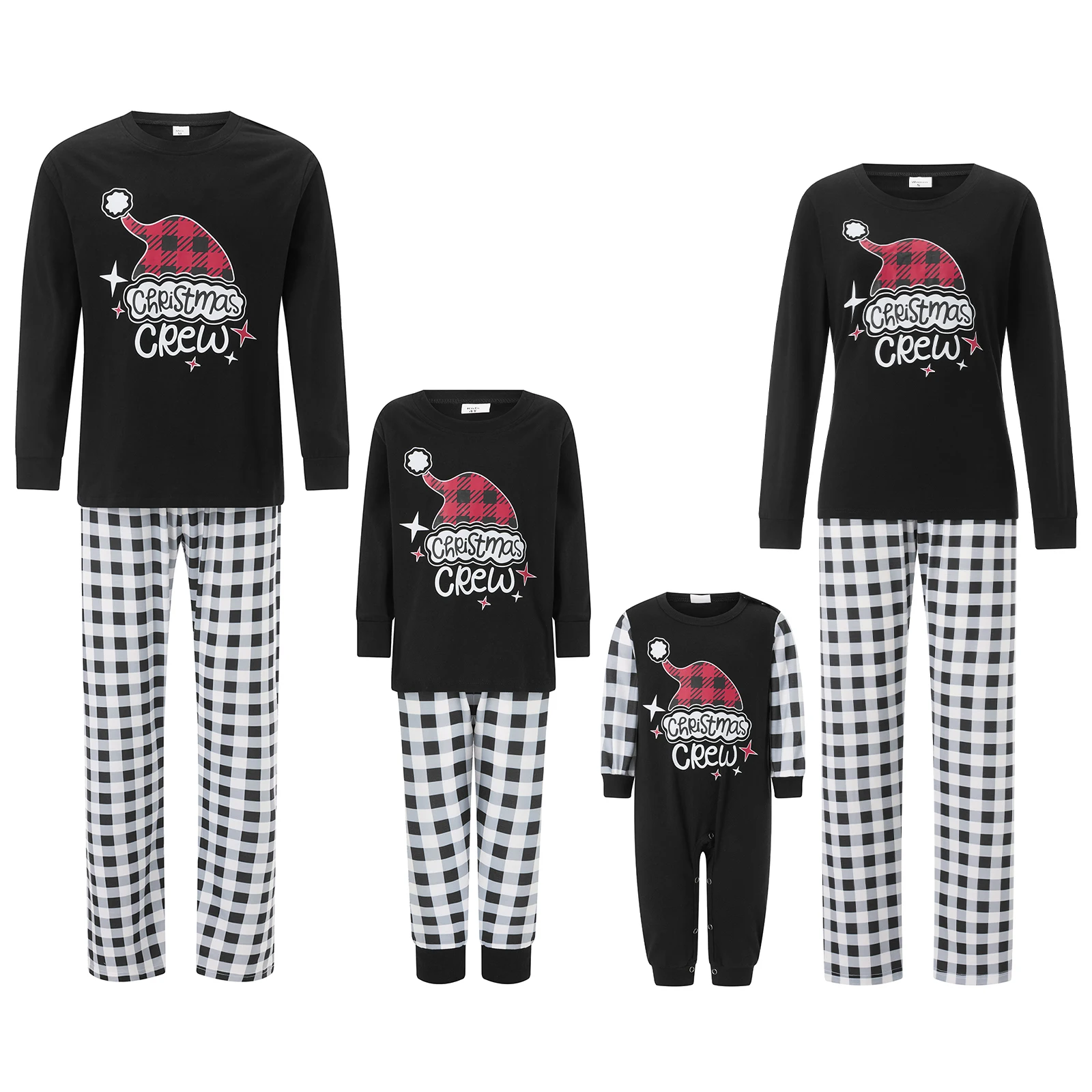 Christmas Pajamas for Family Long Sleeve Santa Hat Print Tops Stripes Pants Set Xmas Party Holiday Sleepwear  Pyjamas Homewear