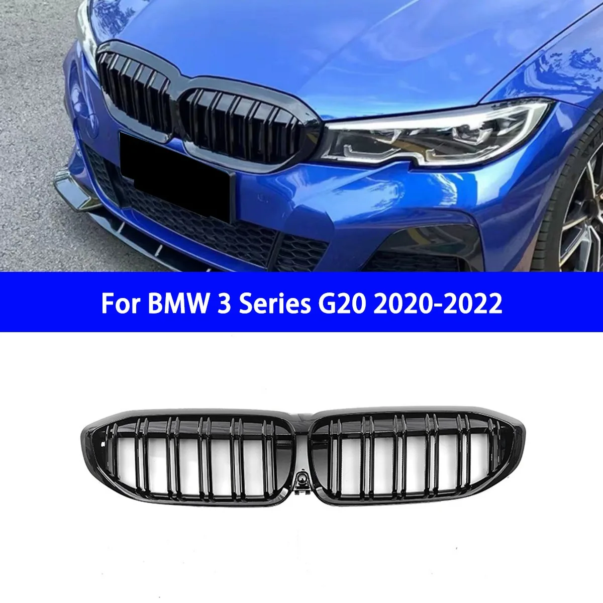 Suitable for BMW 3 Series G20 2020-2022 Dual Line Grille Replacement Installation with ABS Material