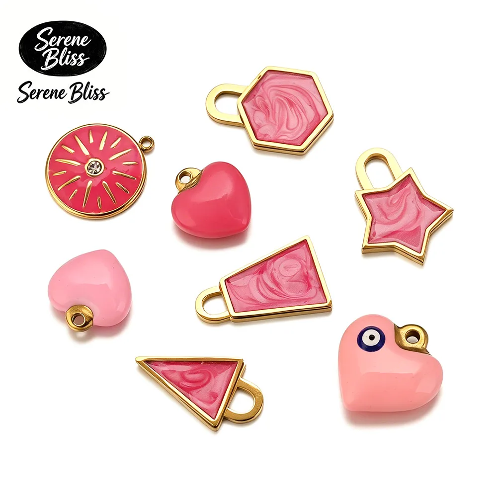 

5PCS Cute Hearts Charms Stainless Steel Gold Plated Geometric Jewelry Making DIY Earrings Necklace Bracelet Keychain Accessories