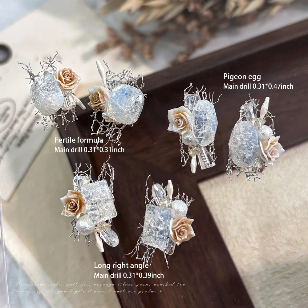 2/3 Stuks Organza Mesh Kant Camellia Bloem Strass Nail Art Met Luxe Vet Vierkant/Ovaal Kristal nagel Charme DIY Bruid Nagel Onderdelen