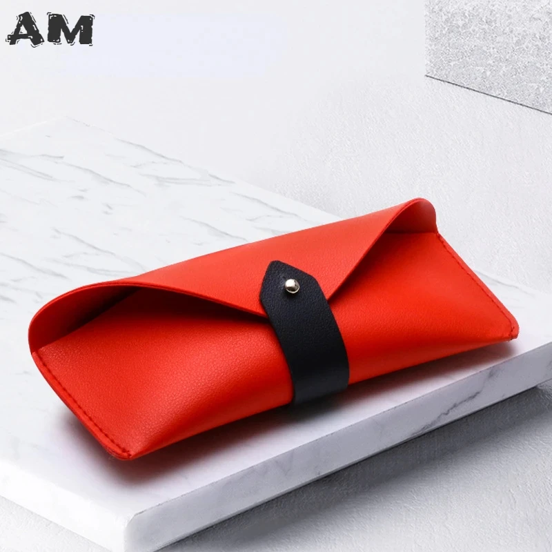 High-end Sunglasses Case Eyewear Trendy Leather Glasses Case Studded Two-tone Soft Bag Eyeglasses Sunglass Case