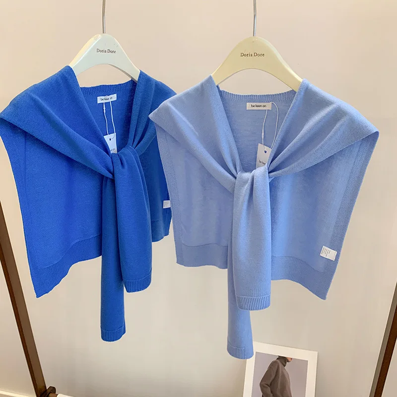 

Корейская версия жилета, весенне-осенний короткий вязаный маленький шаль, женский универсальный шарф с шерстяным искусственным воротником и плечом