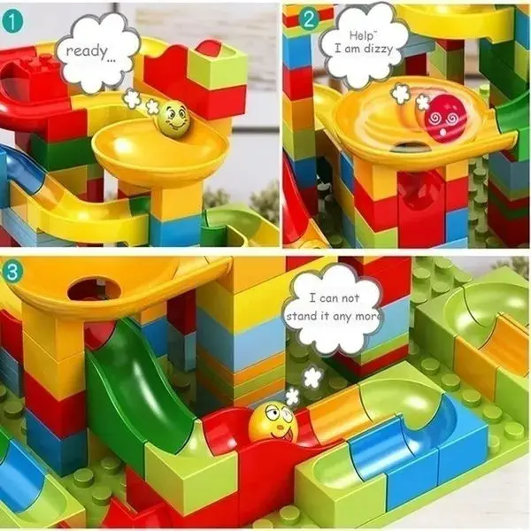 Children\'s Puzzle Marble Race Run Blocks Maze Toys DIY City Building Blocks Funnel Toys Parent-Child Interaction Blocks Toys