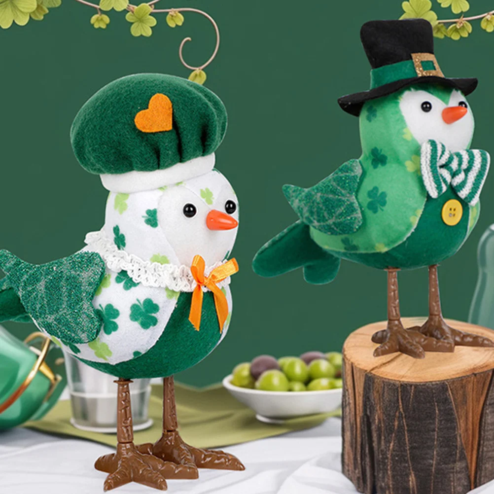 2 Pcs St Patrick Day Cardinal Decor Lighted Bird Figurines Sun and Decorate