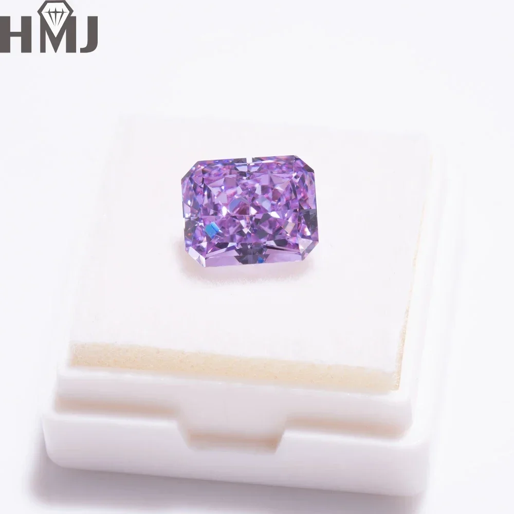 

HMJ 5A Cubic Zircon Rose PurpleRadiant Crushed Ice Cut Moissanite Stone Ruby Synthetic CZ Gems Beads For Jewelry