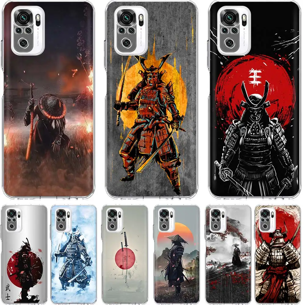 Japanese Art Samurai Ninja Silicone Soft Silicone Phone Case For Xiaomi Redmi Note 14 13 12 12S 11 11S 11E Pro Plus 11T 10 10S +