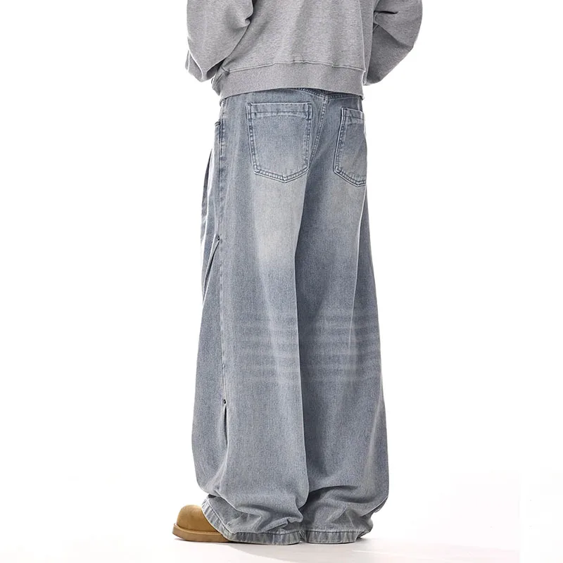 جديد الكورية الرجعية الرجال الجينز شارع العليا مستقيم الساق السراويل فضفاضة جينز غير رسمي موضة بنطال ذو قصة أرجل واسعة #6